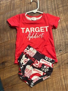Target Addict Red Tee and Graphic Shorts Set